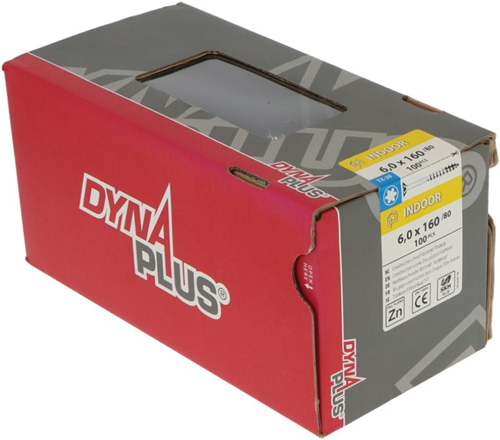 Dynaplus constructieschroef verzinkt platkop deeldraad +snijpunt torx tx30 6.0x180 80 | 100 stuks - 0281.01.51301