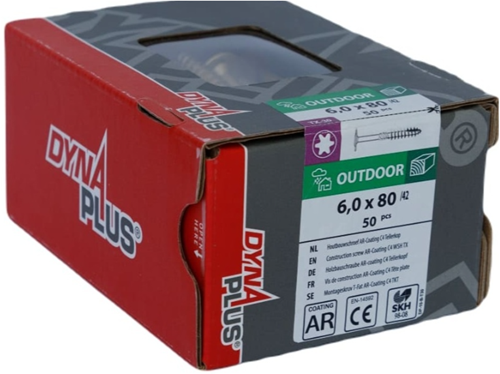 Dynaplus houtbouwschroef ar-bronze tellerkop deeldraad +snijpunt torx tx30 6.0x80 42 | 50 stuks - 0286.08.50401