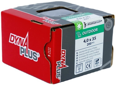 Dynaplus unischroef spaanplaatschroef ar-coating platkop voldraad torx tx20 4.0x35 | 200 stuks - 0281.08.25401