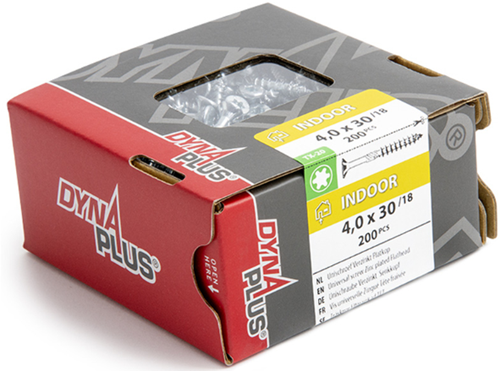 Afbeelding laden in galerijviewer, Dynaplus unischroef spaanplaatschroef verzinkt platkop deeldraad torx tx20 4.0x30 18 | 200 stuks - 0281.01.25202
