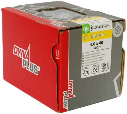 Afbeelding laden in galerijviewer, Dynaplus unischroef spaanplaatschroef verzinkt platkop voldraad torx tx20 4.0x40 | 500 stuks - 0281.01.25603
