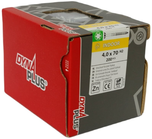 Afbeelding laden in galerijviewer, Dynaplus unischroef spaanplaatschroef vz (verzinkt) pk (platkop) torx tx20 4.0x70 42 | 200 stuks - 0281.01.26201
