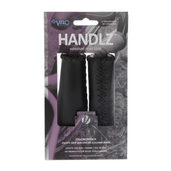 Afbeelding laden in galerijviewer, Velo Handvat Leer Ergo 92 135mm Zwart
