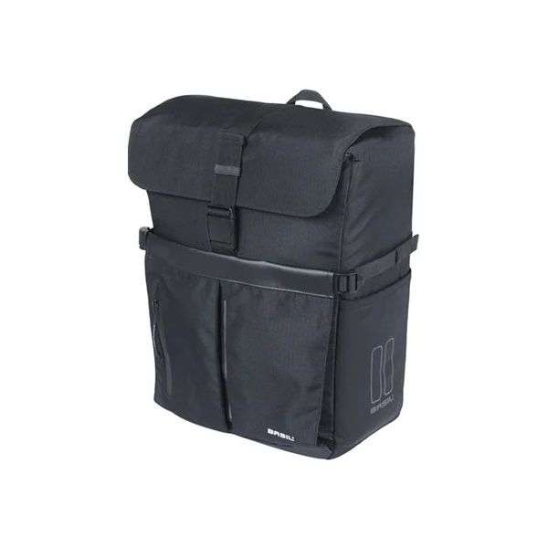 Afbeelding laden in galerijviewer, Basil fietsschoudertas move mik hooks zwart met helmvak |15l
