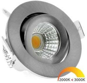 Afbeelding laden in galerijviewer, Enzo ecodim led inbouwspot 5w dimtowarm 62mm 36gr rond verstelbaar geschuurd staal - led4740
