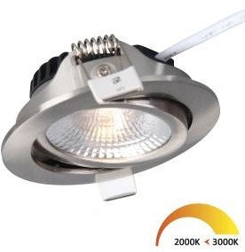 Afbeelding laden in galerijviewer, Enzo ecodim led inbouwspot 5w dimtowarm 85mm 36gr rond verstelbaar geschuurd staal - led4720
