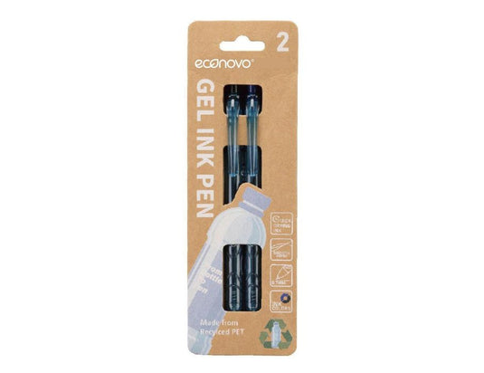 Econovo gelpennen - blauw en zwart - 0.7mm - 2 stuks