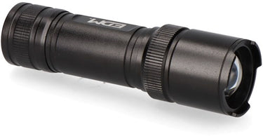 Enzo edm zwarte tactische led-zaklamp, aluminium, met zoom, 3 x aaa-batterijen (meegeleverd), 150 lumen