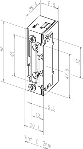 Effeff 11805 elektrische inbouw deuropener type 118 | spanningsloos vergrendeld | met diode | fafix | 22-42v=~ | (22-26v 100% ed) | din links en din rechts. - 10024998