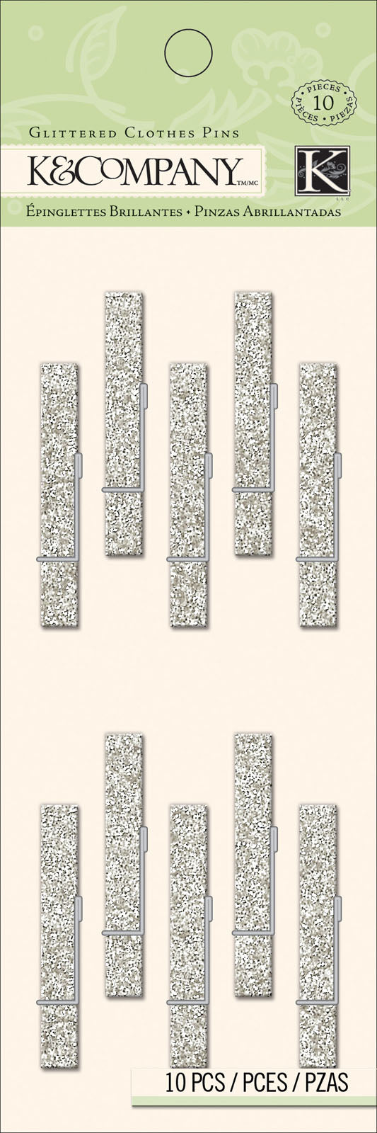 K company • glittered silver clothes pins