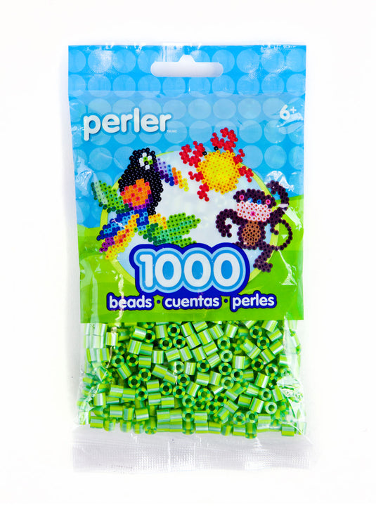 Perler • pearl stripe strijkkralen white silver