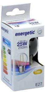Afbeelding laden in galerijviewer, Enzo energetic led kogel e27 2,1-25w 2700k filament helder - 2720250
