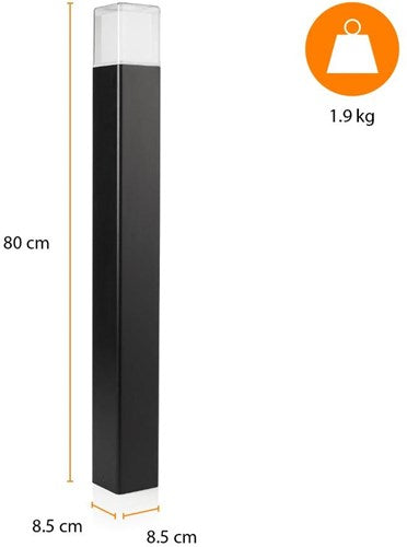 Afbeelding laden in galerijviewer, Enzo paallamp | zwart | 80cm | vierkant | 12w led | ip44 3000k | smartwares ool-50018 - a5019000
