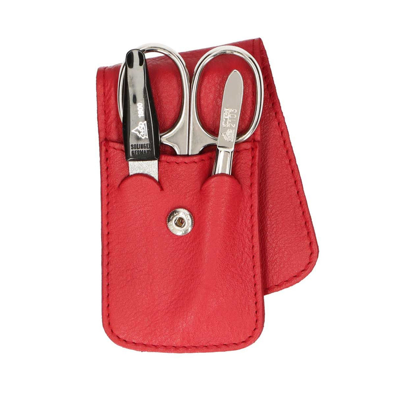Afbeelding laden in galerijviewer, Erbe solingen 3-delige manicure etui met drukknoopsluiting rood (erbe9014)
