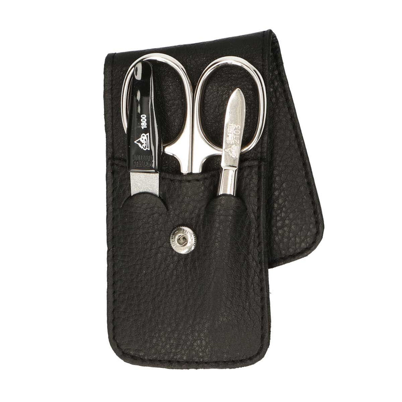 Afbeelding laden in galerijviewer, Erbe solingen 3-delige manicure etui met drukknoopsluiting zwart (erbe9018)
