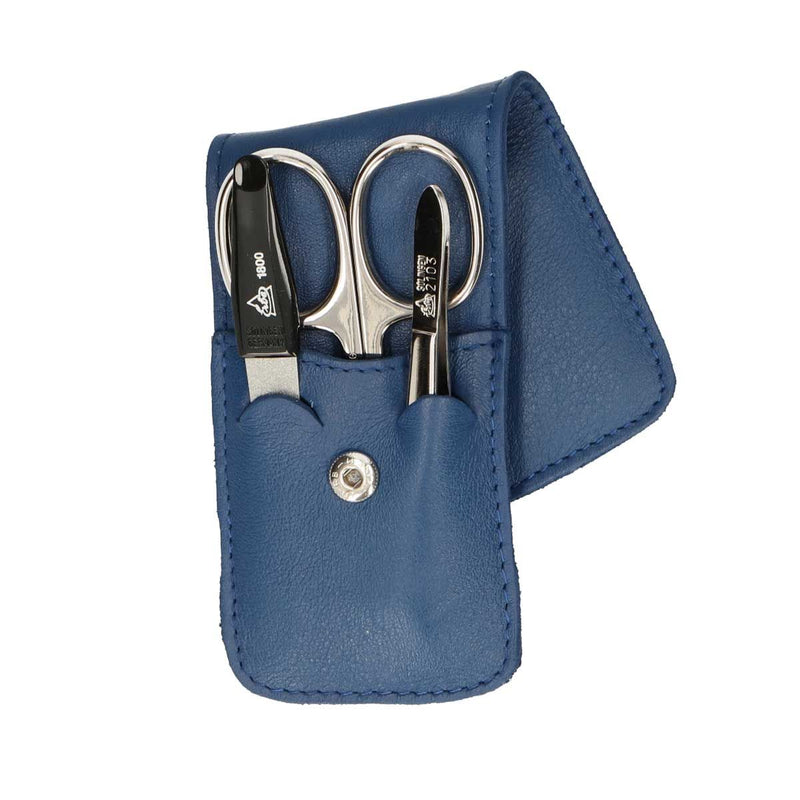 Afbeelding laden in galerijviewer, Erbe solingen 3-delige manicure etui met drukknoopsluiting donkerblauw (erbe9071)
