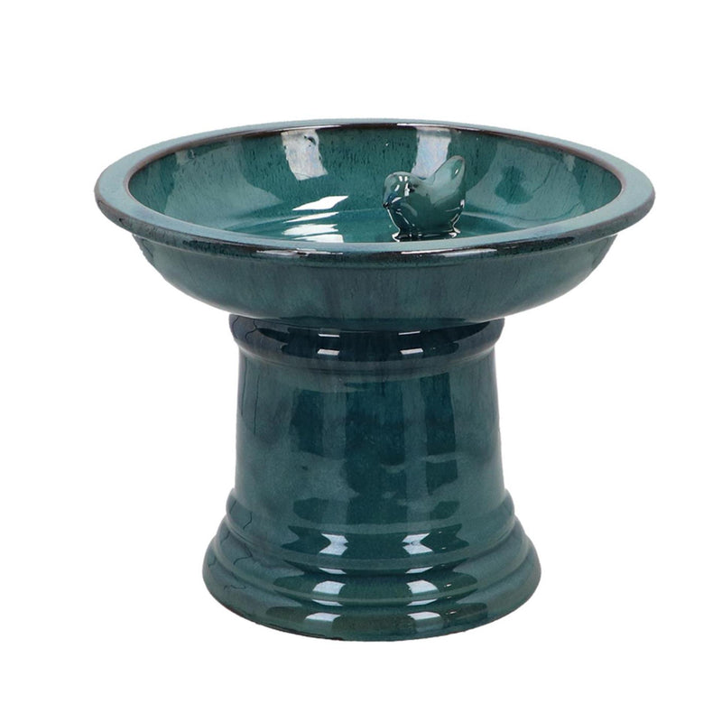 Afbeelding laden in galerijviewer, Esschert design vogelbad op voet petrol ã˜29xh23cm
