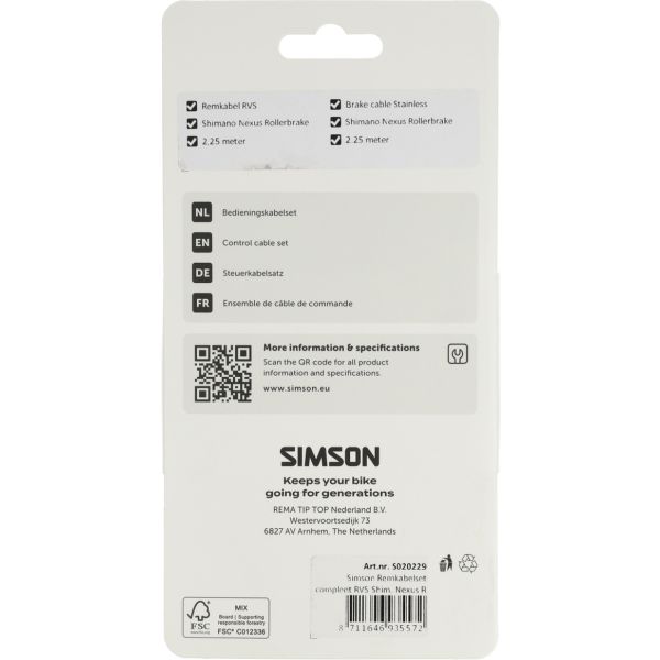 Afbeelding laden in galerijviewer, Simson remkabelset compleet shimano nexus rollerbr. rvs zwart
