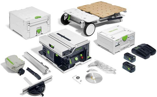 Afbeelding laden in galerijviewer, Festool csc sys 50 ebi-set | accu tafelcirkelzaag 2x18v + onderstel ug-csc-sys (2x 5.0ah accu + lader) - 577379
