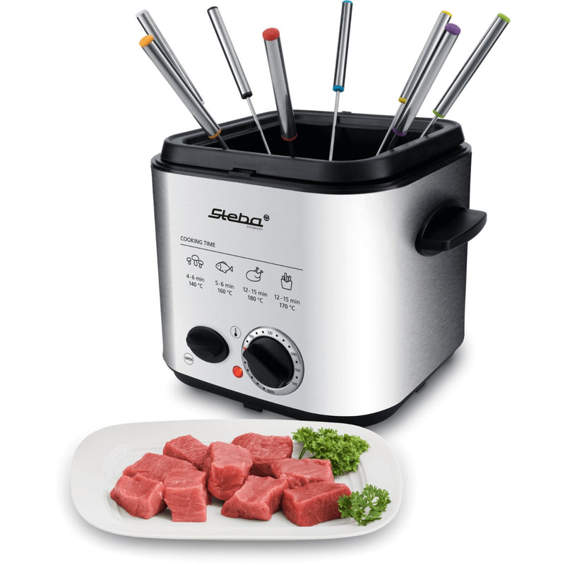 Afbeelding laden in galerijviewer, Steba df95f - minifriteuse fondue frituurpan (roestvrij staal zwart, 1,25 liter)
