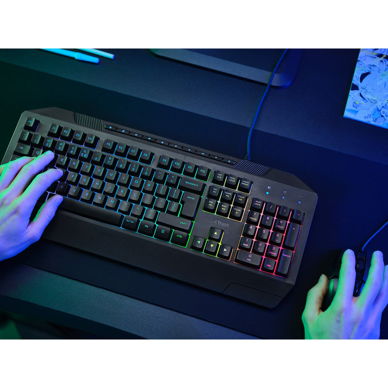Afbeelding laden in galerijviewer, Trust gxt 836 evocx rgb gaming toetsenbord (zwart, us lay-out (qwerty), membraan, 100%, rgb)
