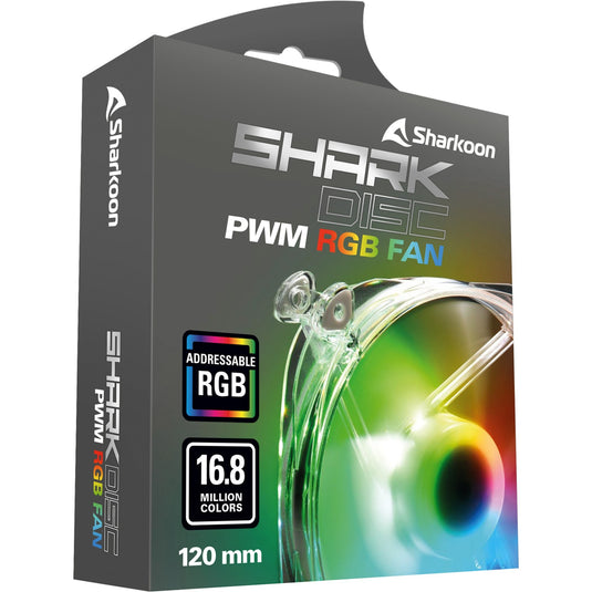 Sharkoon shark disc pwm rgb case fan (transparant, 120 x 120 x 25 mm)