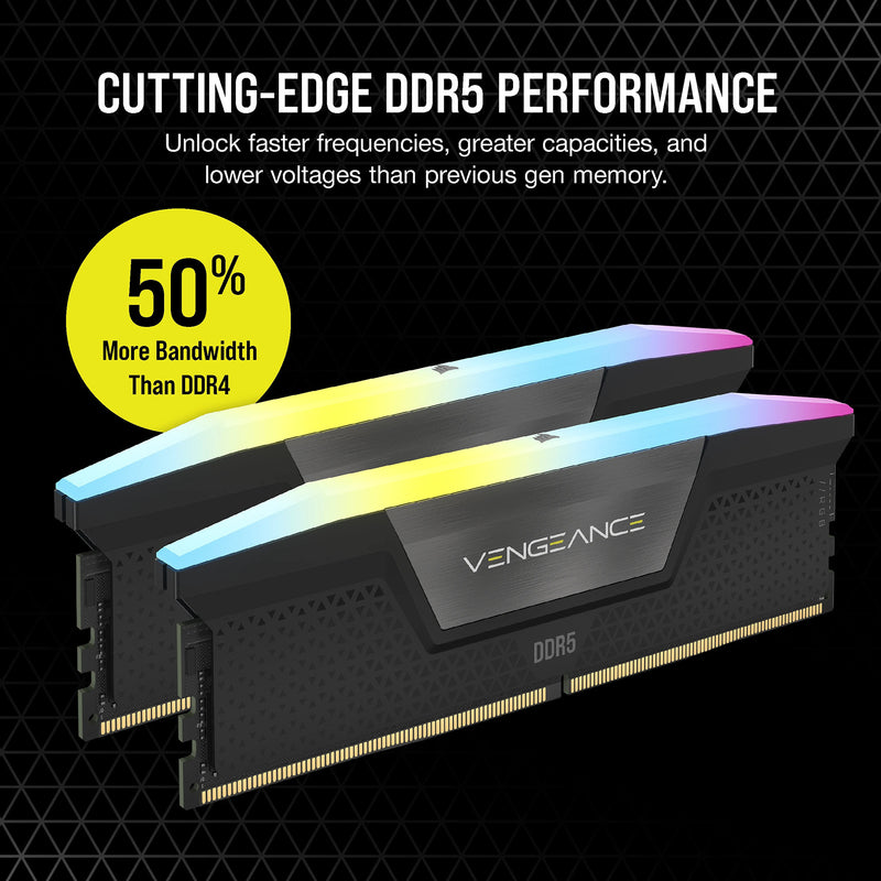 Afbeelding laden in galerijviewer, Corsair vengeance rgb 32 gb ddr5-6000 (2x 16 gb) werkgeheugen (zwart, cmh32gx5m2b6000c38, xmp 3.0)
