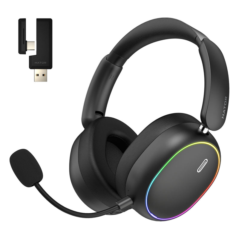 Afbeelding laden in galerijviewer, Hator phoenix 2 wireless over-ear gaming headset (zwart, rgb, 2.4ghz bluetooth 5.4 usb-c)

