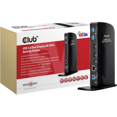 Club 3d usb 3.0 dual display 4k60hz docking station (zwart)