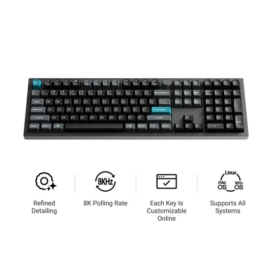 Keychron q6 ultra-m4 8k wireless custom mechanical keyboard (zwart, us lay-out (qwerty), silk pom banana, 100%, rgb, hot swap, 8k, 2.4 ghz bluetooth 5.2 usb-c)