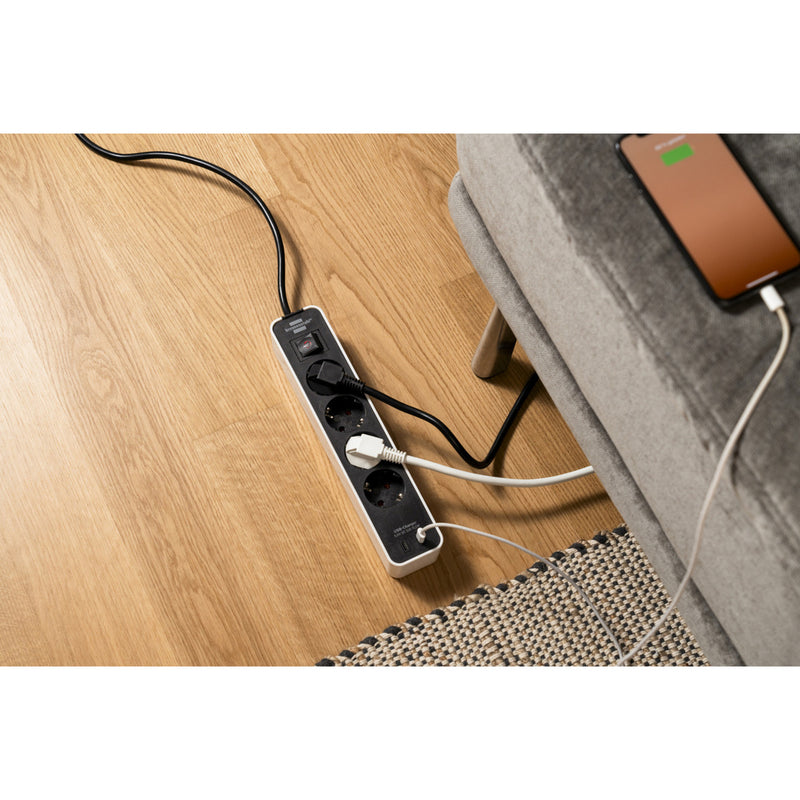 Afbeelding laden in galerijviewer, Brennenstuhl ecolor 4-voudige stekkerdoos met 2 usb-laadpoorten (meervoudige stekkerdoos usb c met schakelaar en 1,5m kabel)
