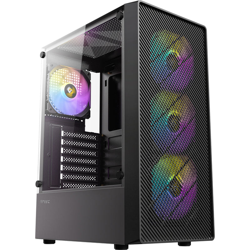 Afbeelding laden in galerijviewer, Antec ax26 rgb elite midi tower behuizing (zwart | 3x usb-a | tempered glass)
