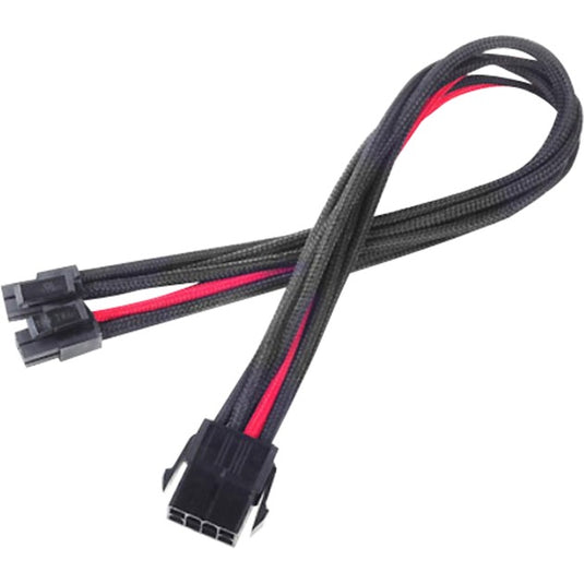Silverstone adapter 8-pin eps > 4+4-pin eps (zwart rood, pp07-eps8br, lite retail)