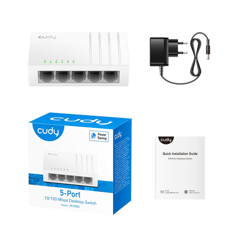 Afbeelding laden in galerijviewer, Cudy 5-port 10 100 mbps unmanaged switch (wit)
