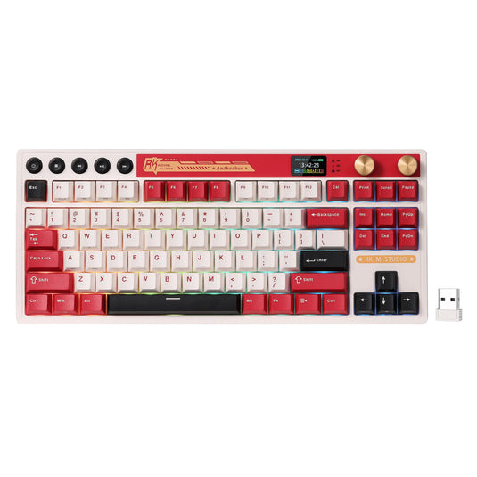 Royal kludge m87 tkl draadloos gaming toetsenbord (us lay-out (qwerty), 80% (tkl), famicom, cream switch, rgb, hot swap, 2.4 ghz | usb-c | bluetooth)