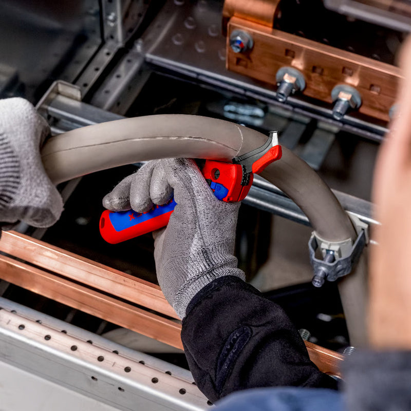 Afbeelding laden in galerijviewer, Knipex kabelmes, met glijschoen (rood blauw)
