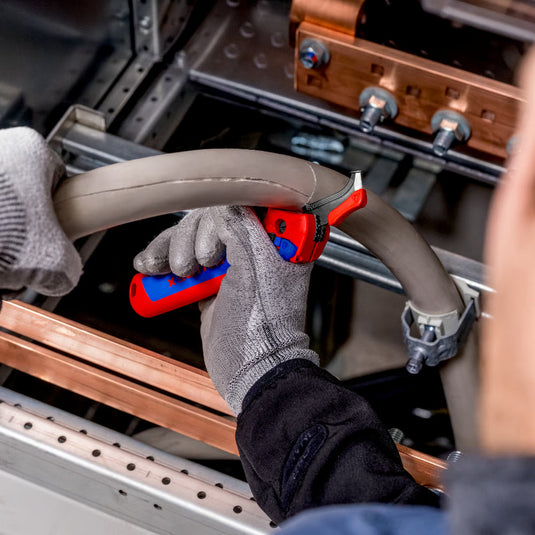 Knipex kabelmes, met glijschoen (rood blauw)