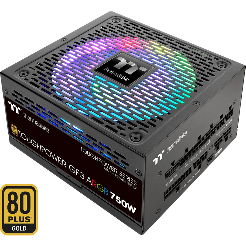 Afbeelding laden in galerijviewer, Thermaltake toughpower gf3 argb gen 5 eu modulaire 750 watt voeding (zwart, 4x pcie)
