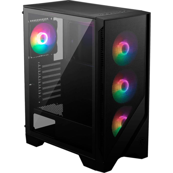 Afbeelding laden in galerijviewer, Msi mag forge 120a airflow midi tower behuizing (zwart | 2x usb-a | rgb | tempered glass)
