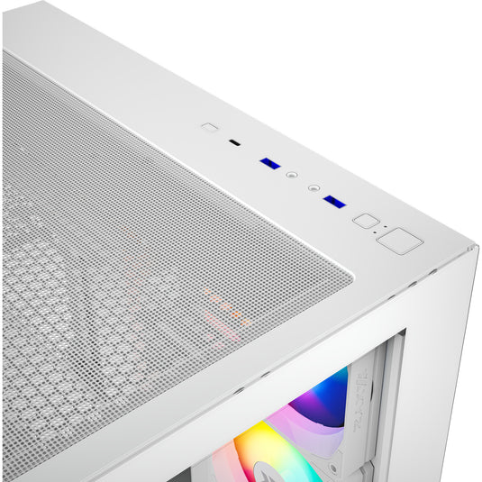 Xyz pc gear tesseract x midi tower behuizing (wit | 2x usb-a | 1x usb-c | tempered glass)