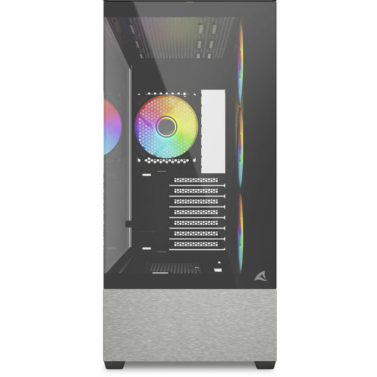Sharkoon ak7 argb midi tower behuizing (zwart | 2x usb-a | 1x usb-c | rgb | tempered glass)