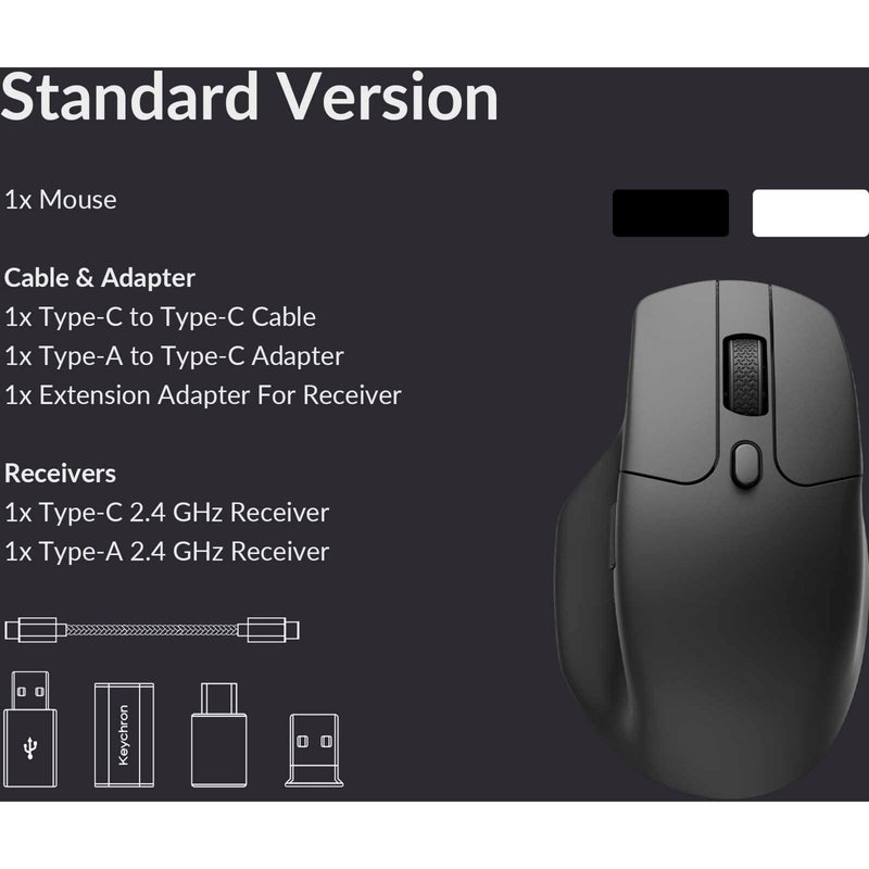 Afbeelding laden in galerijviewer, Keychron m6-a3 wireless mouse (wit, 26,000 dpi, usb-c bluetooth 5.1 2.4 ghz)
