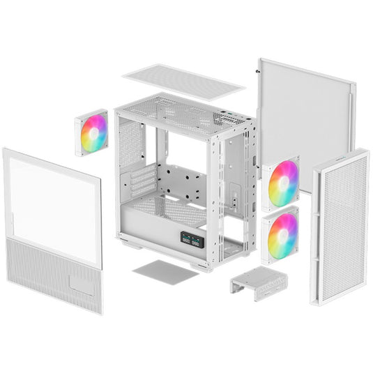 Deepcool ch360 digital mini tower behuizing (wit | 1x usb-a | 1x usb-c | rgb | tempered glass)