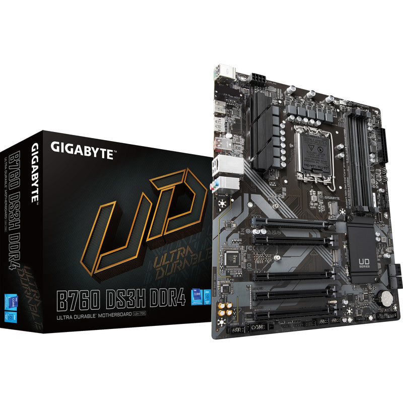 Afbeelding laden in galerijviewer, Gigabyte b760 ds3h ddr4 socket 1700 moederbord (zwart grijs, raid, gb-lan, sound, atx)
