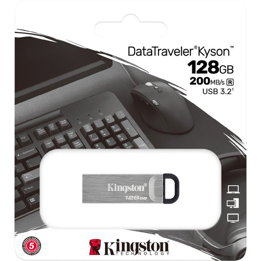 Kingston datatraveler kyson 128 gb usb-stick (zilver, dtkn 128gb)