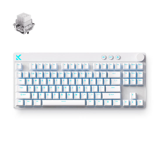 Mchose mix 87 hall effect magnetic switch gaming keyboard (wit, us lay-out (qwerty), mount tai gt he, 80% (tkl), 8k, rgb, pbt keycaps, hot-swap)