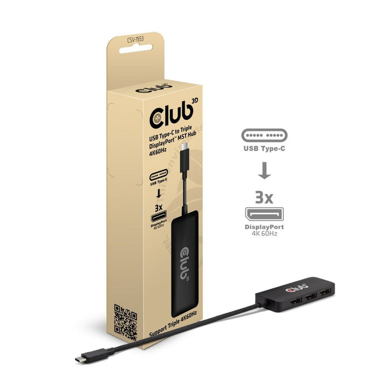 Afbeelding laden in galerijviewer, Club 3d usb-c naar 3x displayport hub (zwart)
