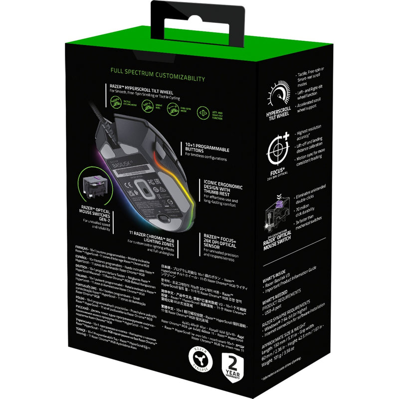 Afbeelding laden in galerijviewer, Razer basilisk v3 gaming muis (zwart, 26.000 dpi, rgb leds)
