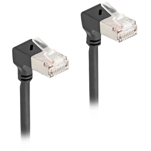 Afbeelding laden in galerijviewer, Delock rj45 network cable cat.6a s ftp slim 90° downwards downwards angled 1 m kabel (zwart)
