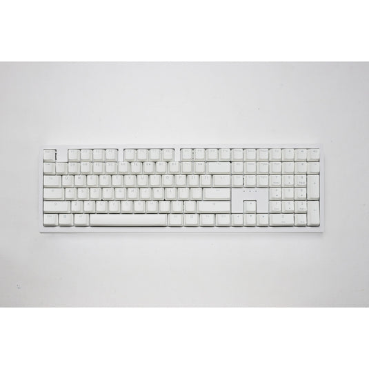 Ducky zero 6108 pure white rgb mechanisch gaming toetsenbord (wit, us lay-out (qwerty), cherry mx2a red, 100%, rgb leds, double-shot pbt, hot swap, 2.4ghz | bluetooth | usb-c)